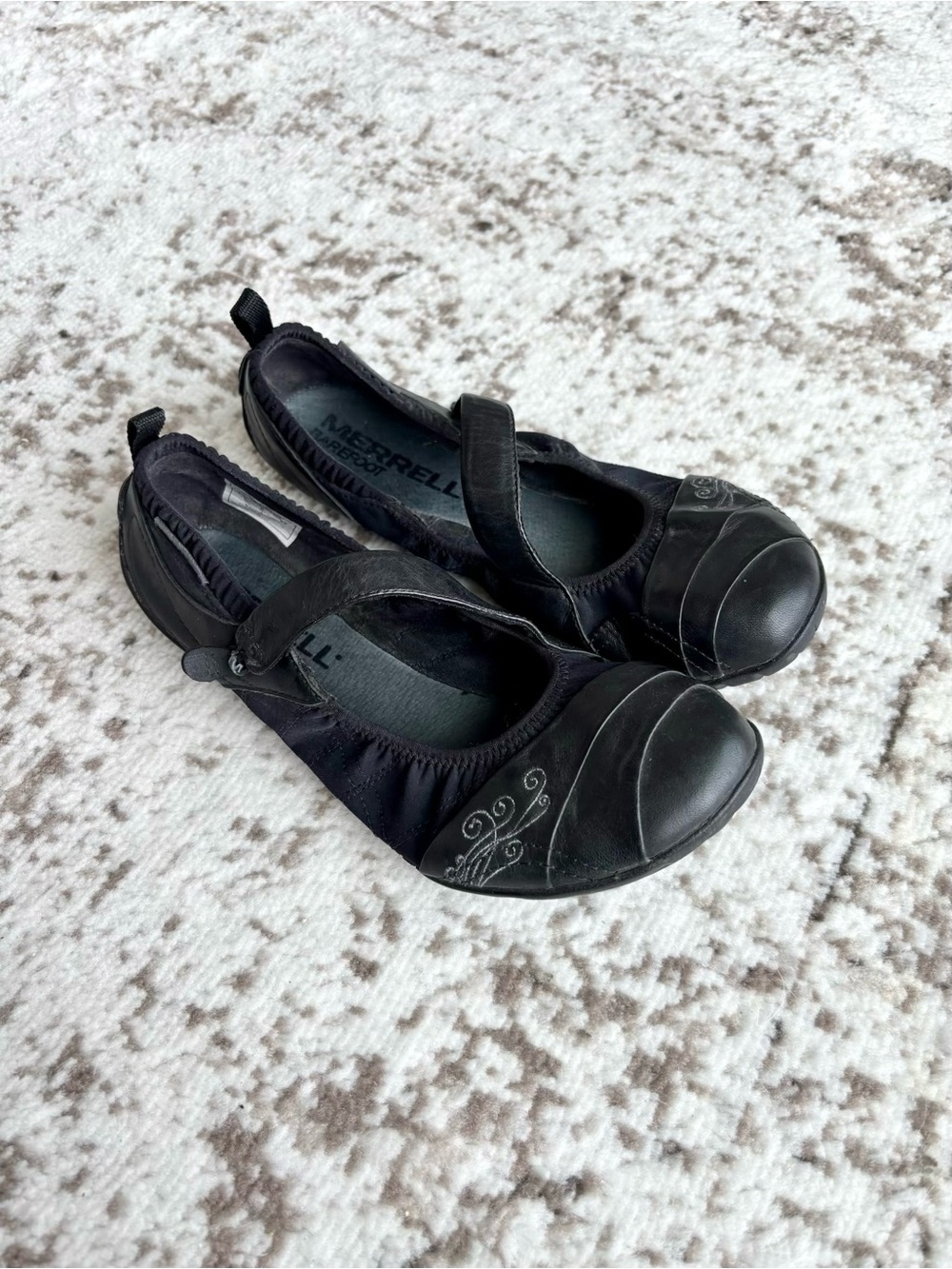 Merrell Wonder Glove Barefoot Black Mary Jane Ballet Flats with Strap